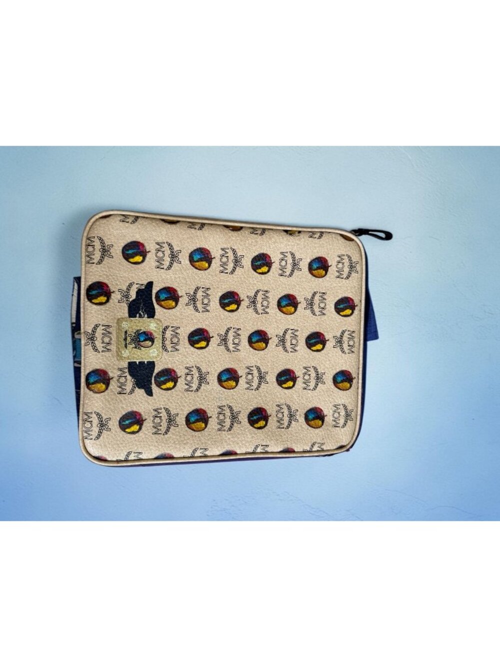 MCM Apple Print Leather Zip Around a Tablet Case